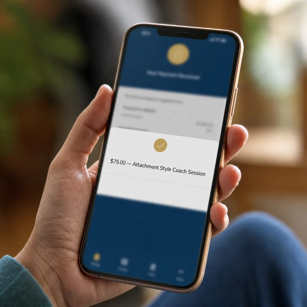 Your first paid session: payment received on the reader's phone